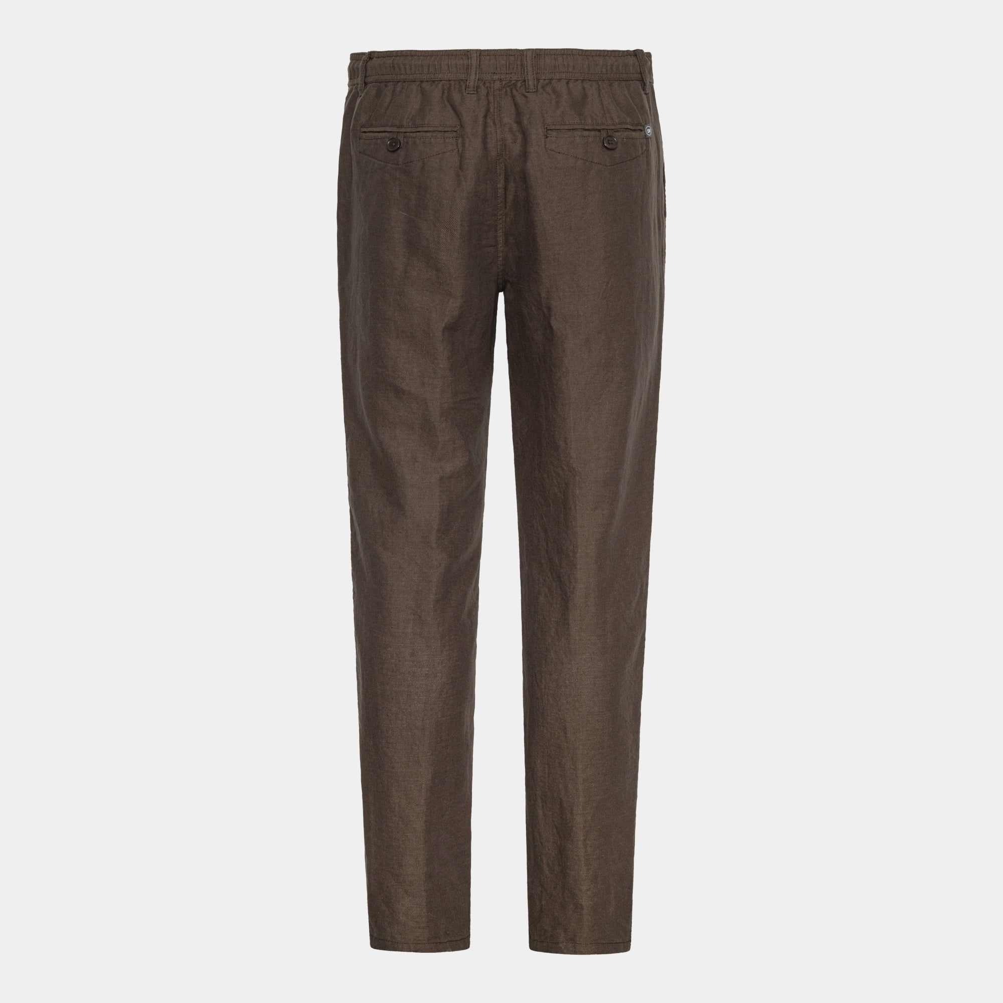 Brown Linen Blend Pants