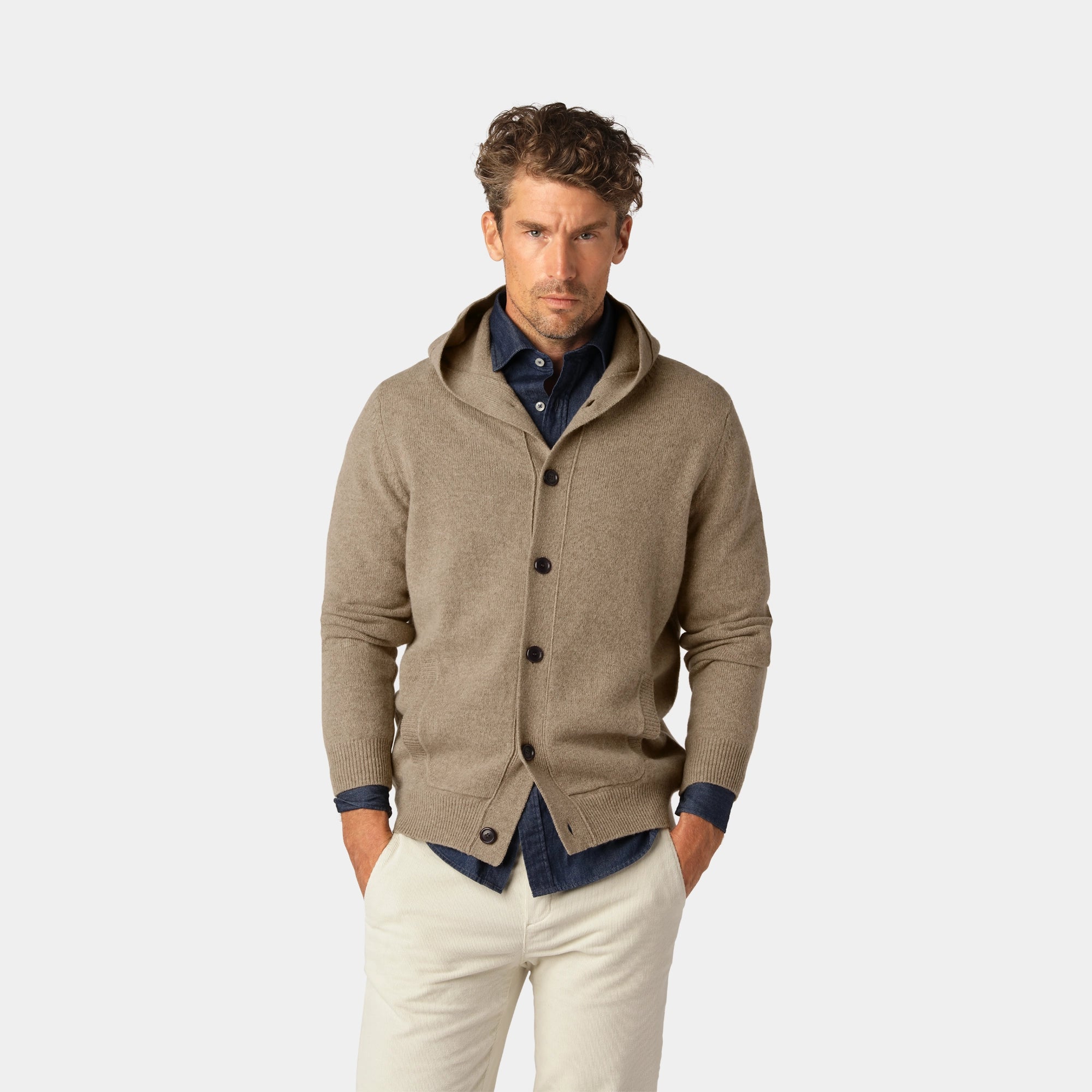 Beige Cardigan Hoodie