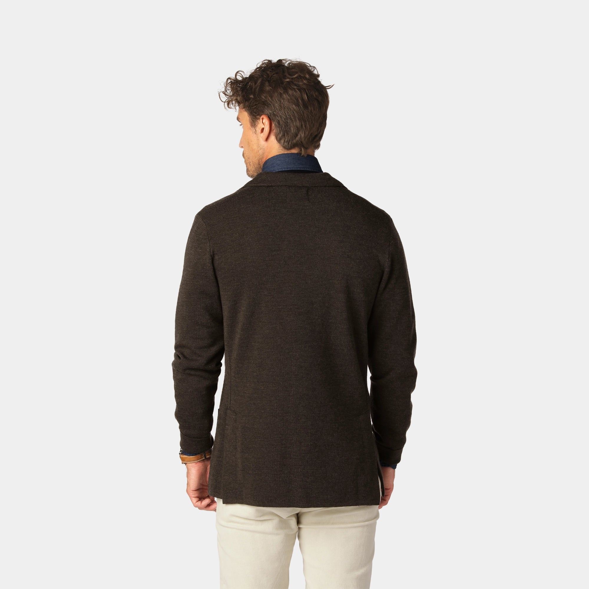 Mörkbrun Stickad Merino blazer