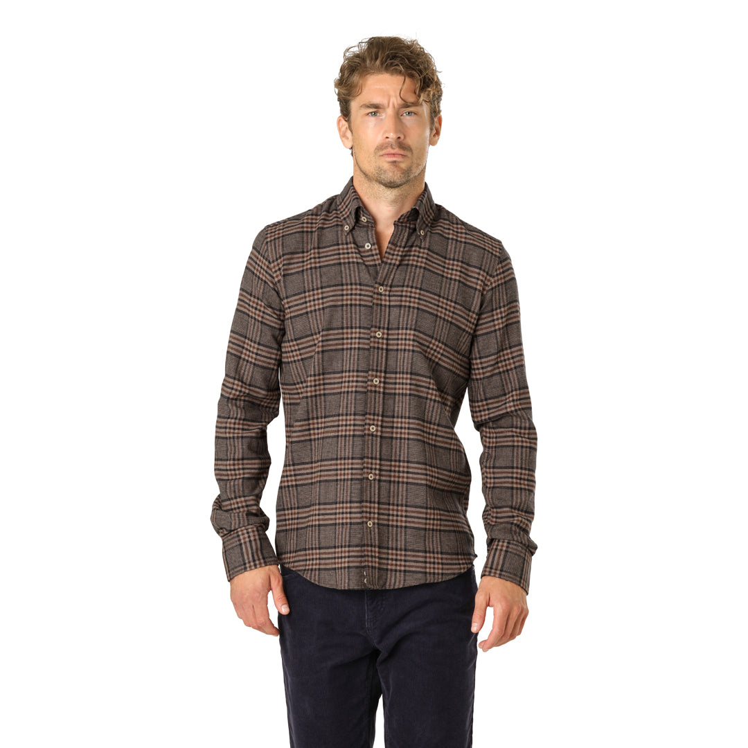 Brown Check Flannel Shirt