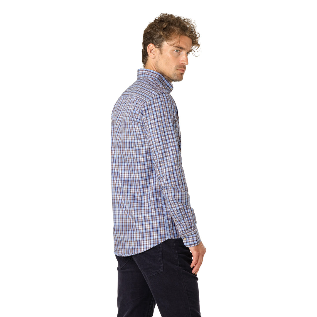 Ljusblå Rutig Premium Twill-skjorta