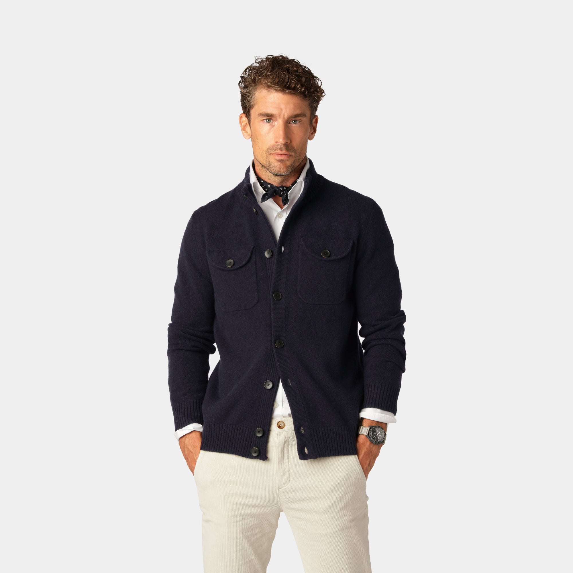 Marinblå Turtleneck Cardigan