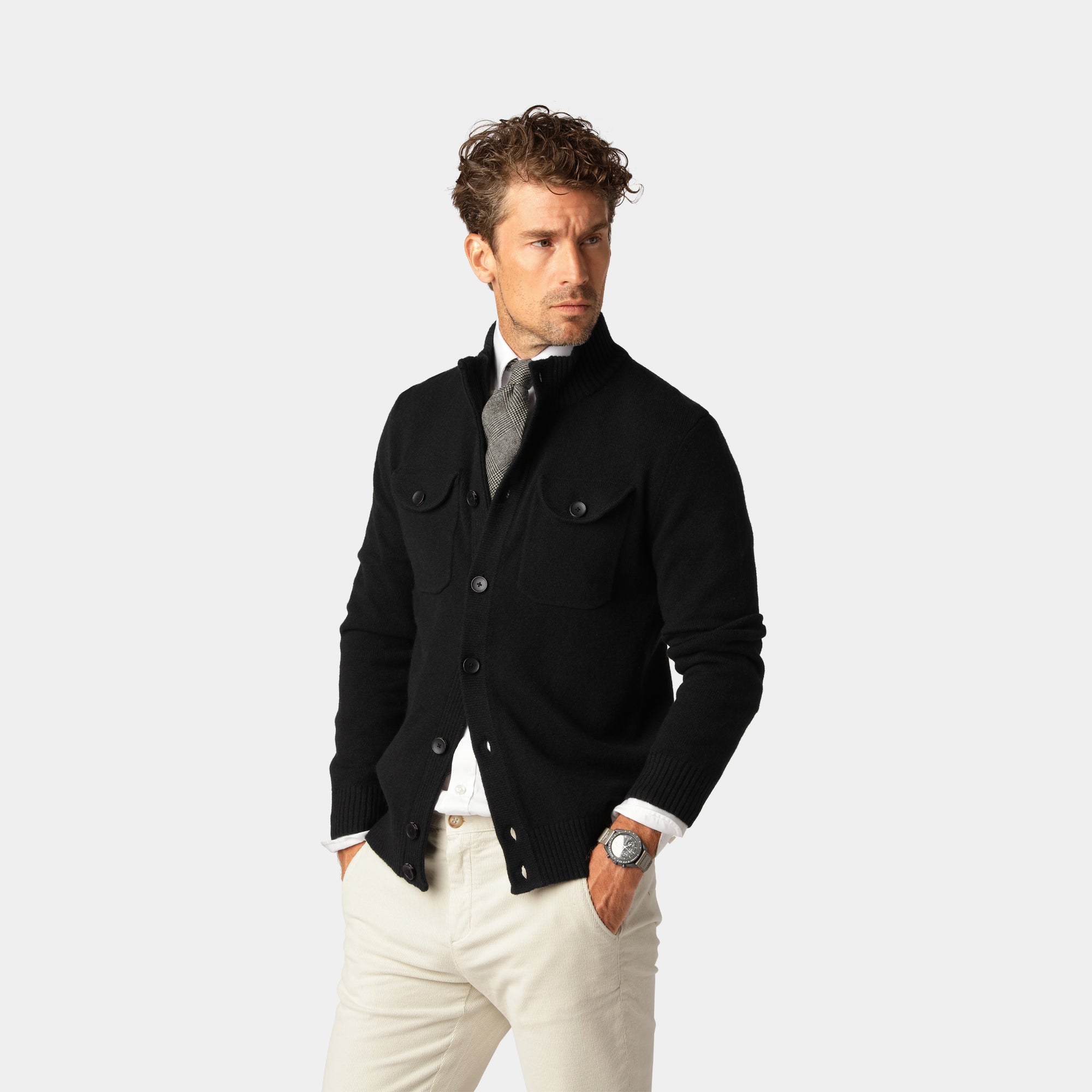 Svart Turtleneck Cardigan