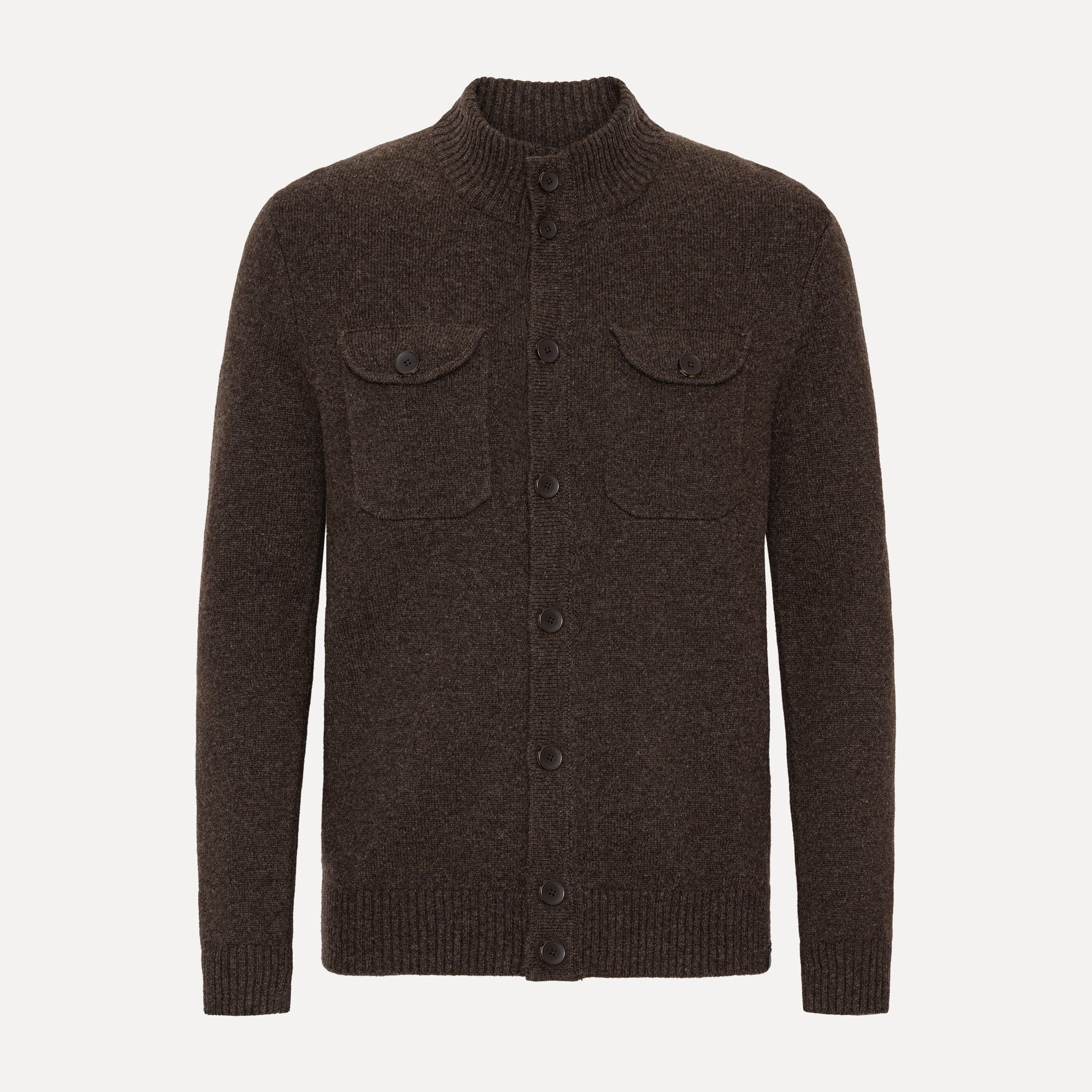 Cardigan med Fickor, Chokladbrun