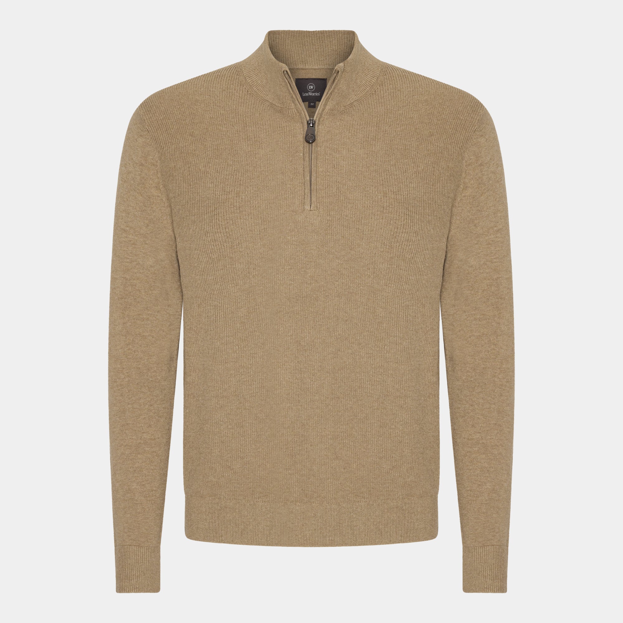 Sand stickad Half-Zip-tröja