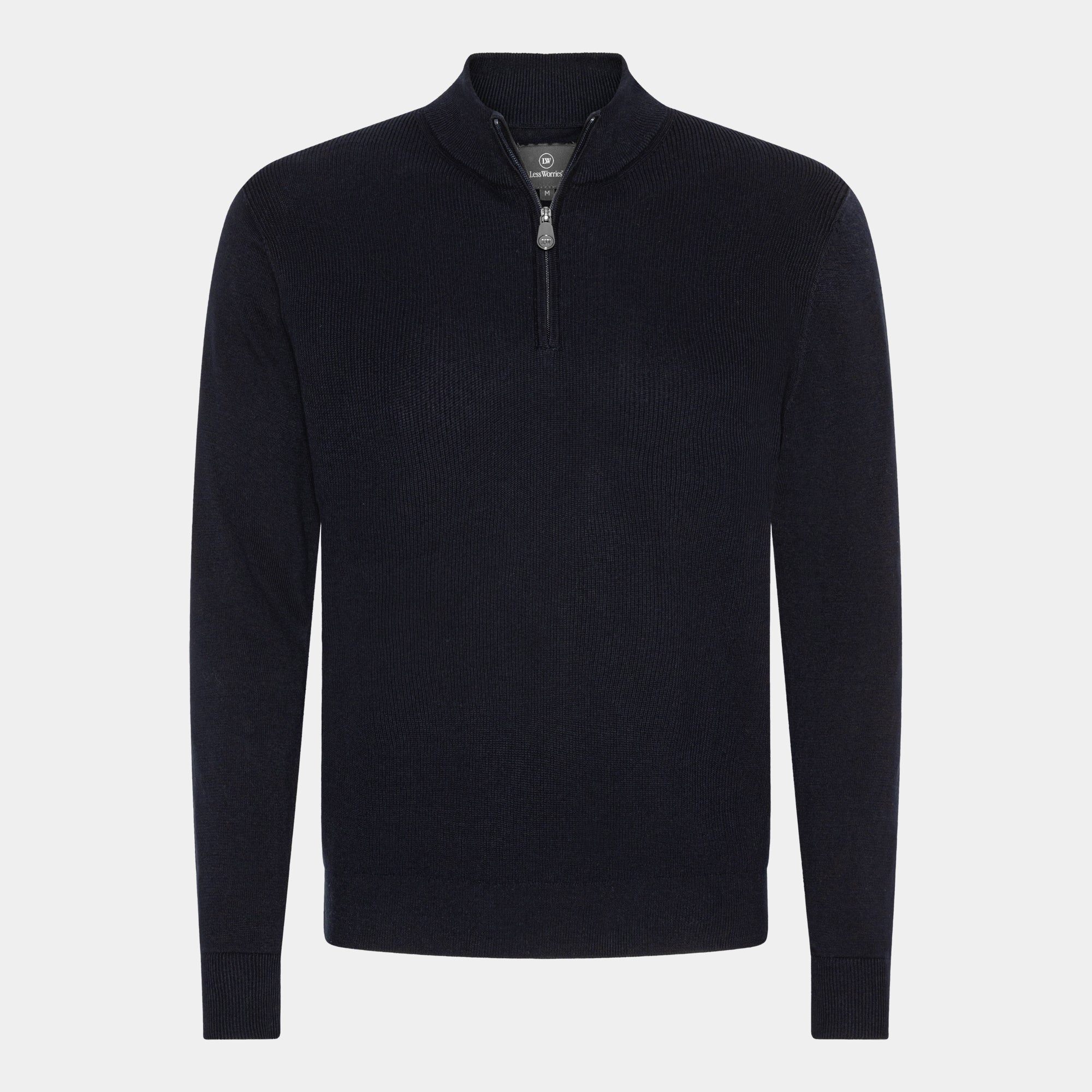 Marinblå stickad Half-Zip-tröja