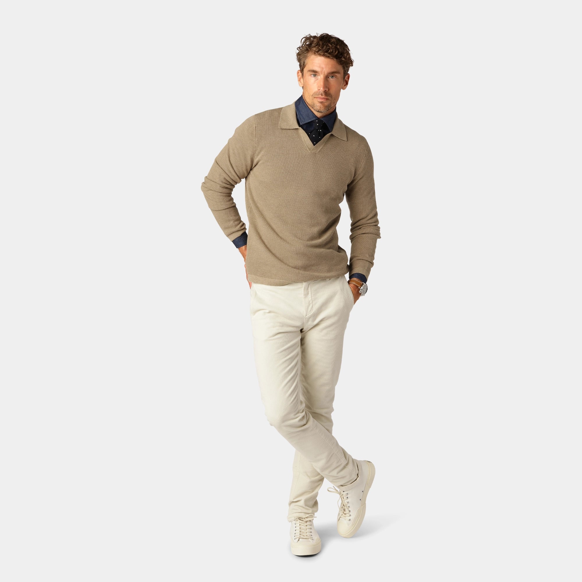 Sand Cotton Bowling Collar