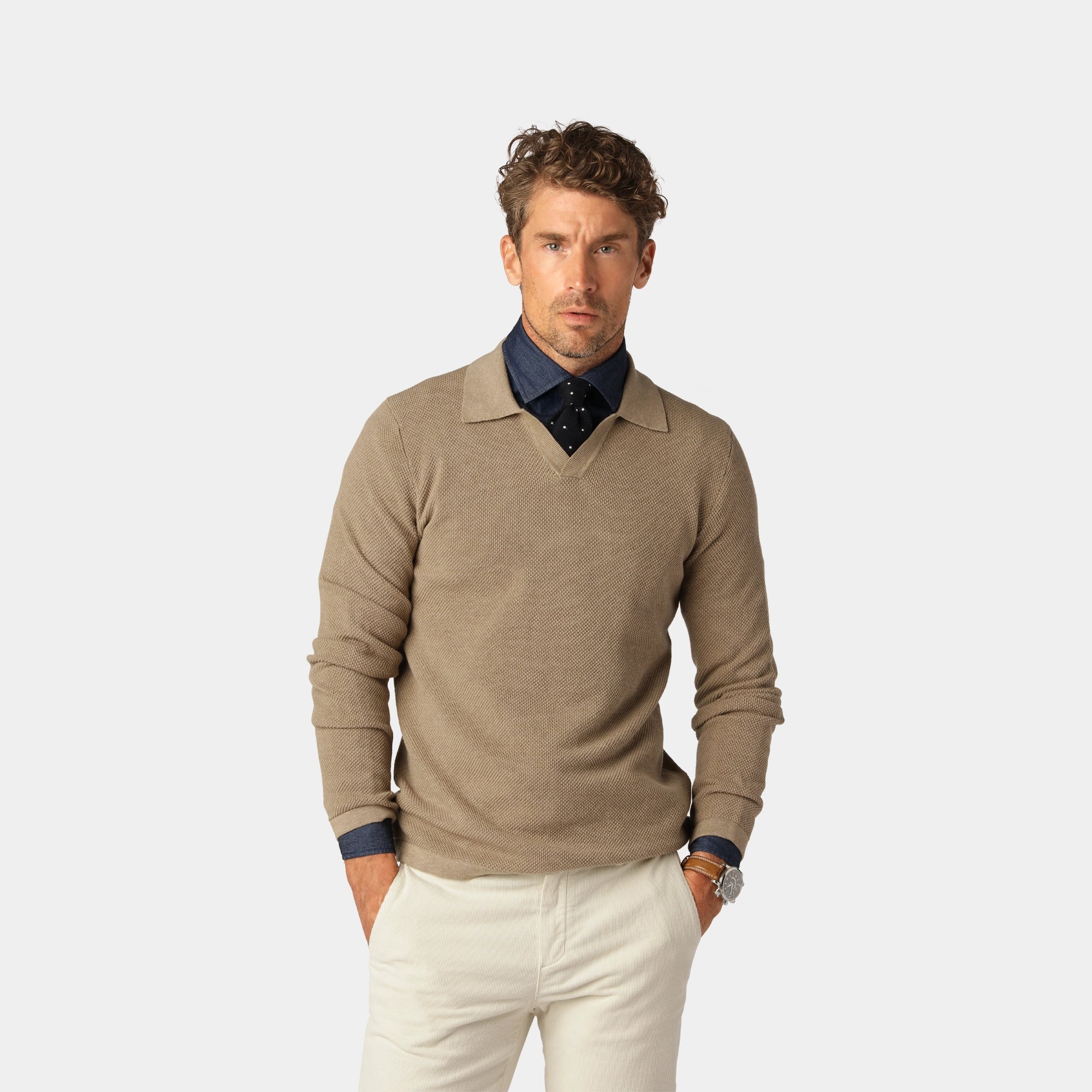 Sand Cotton Bowling Collar