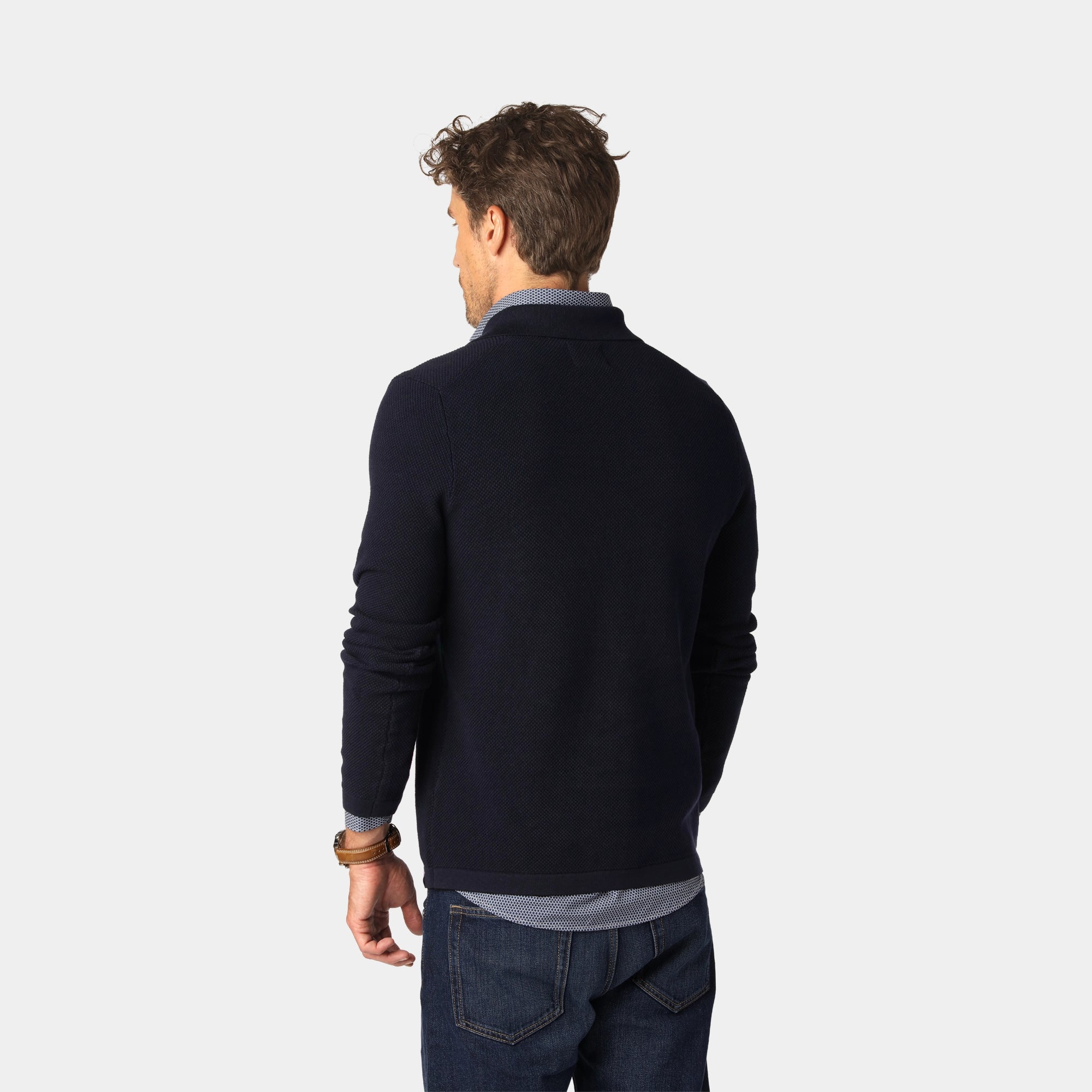 Marinblå Cotton Bowling Collar
