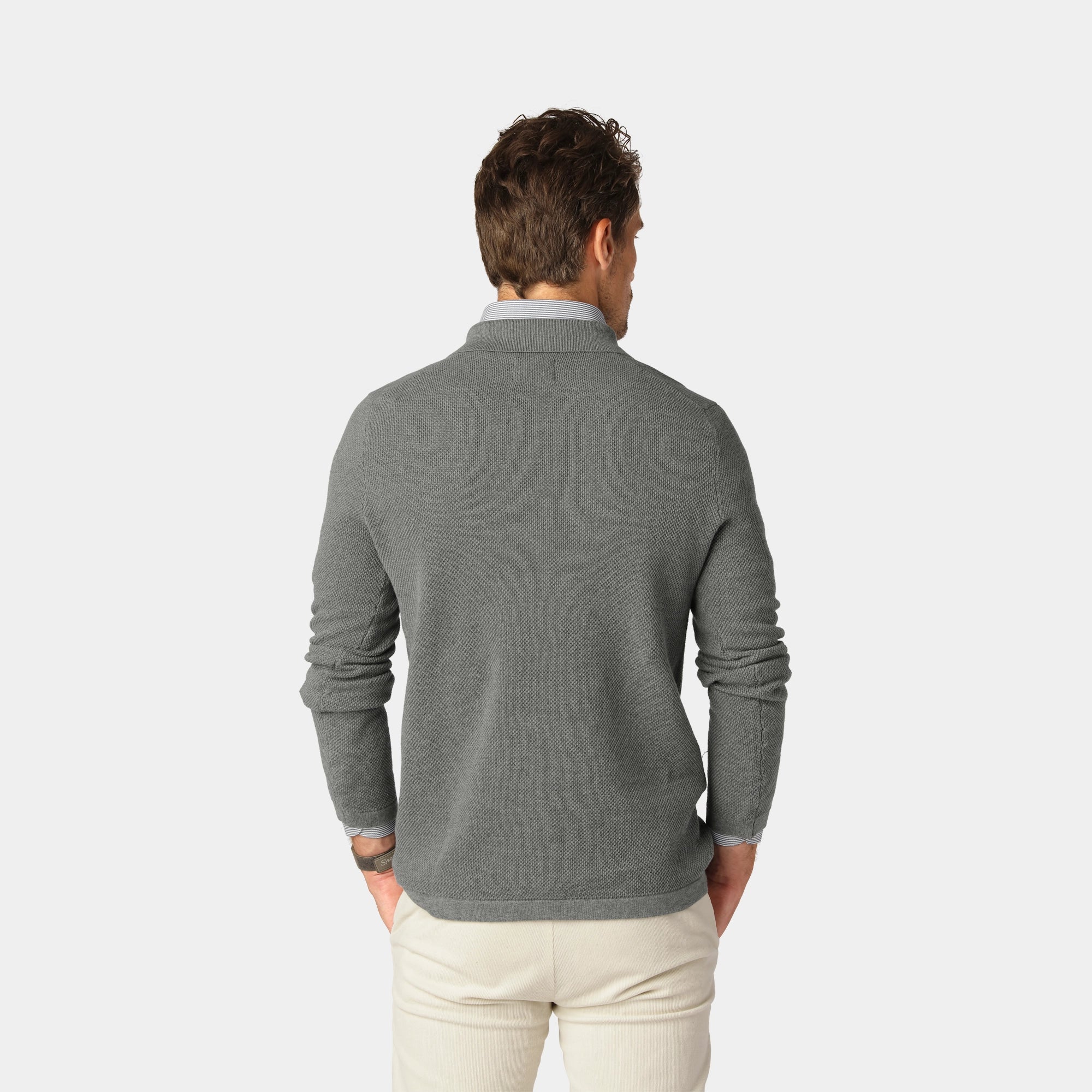 Grå Cotton Bowling Collar