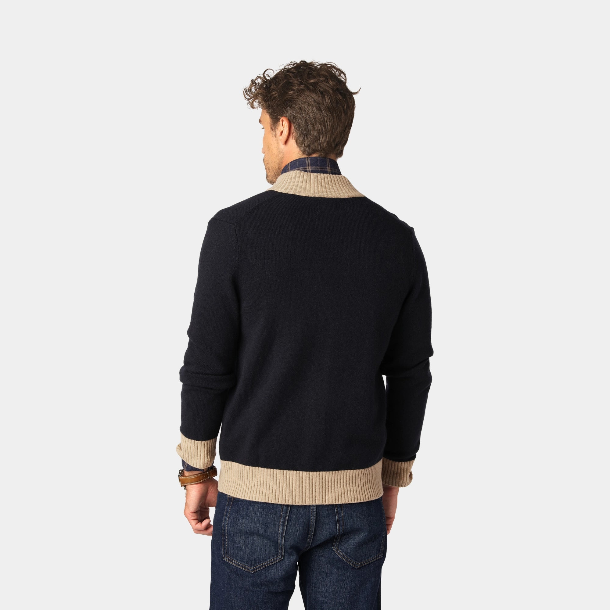 Marinblå Cardigan Two Color 
