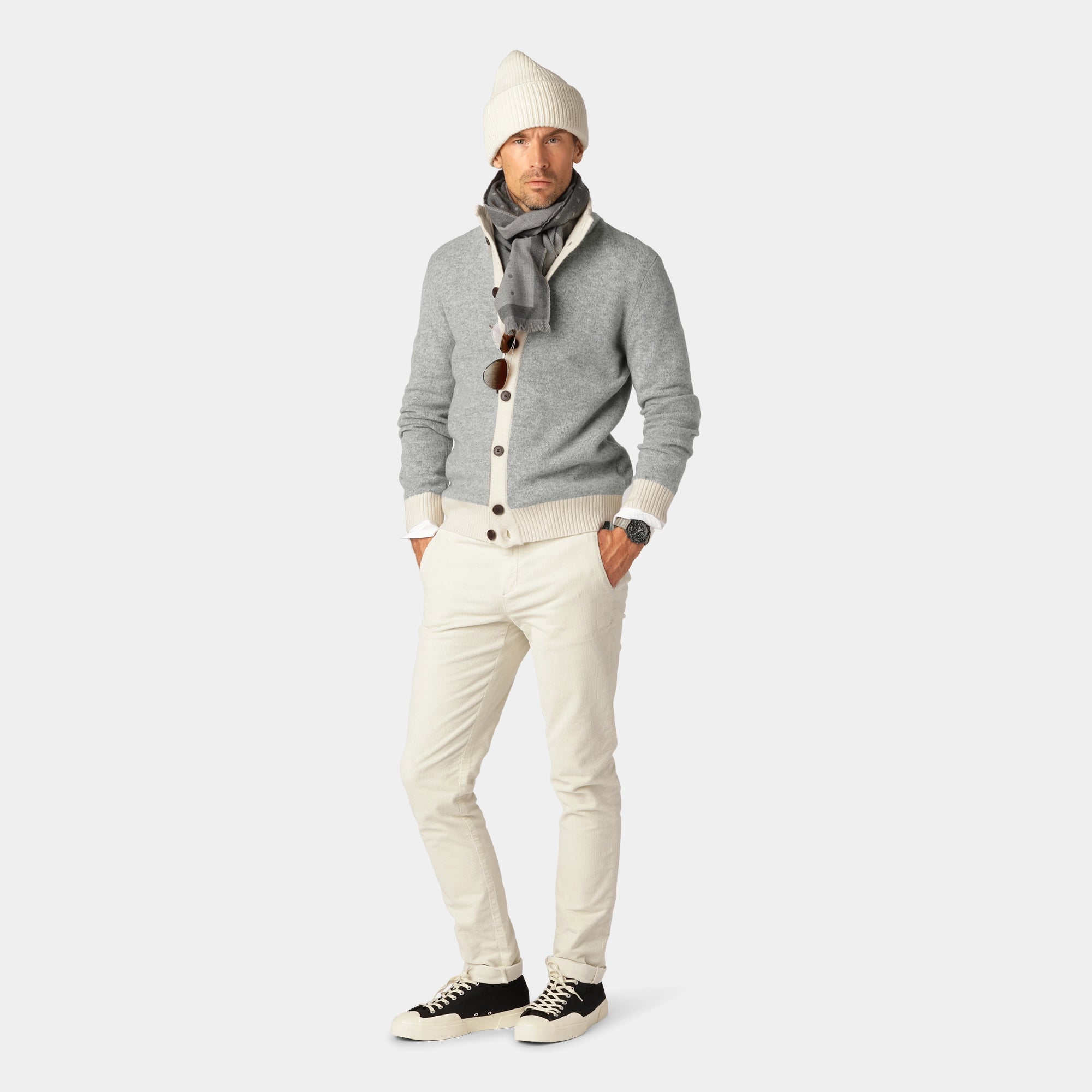 Grå Cardigan Two Color 