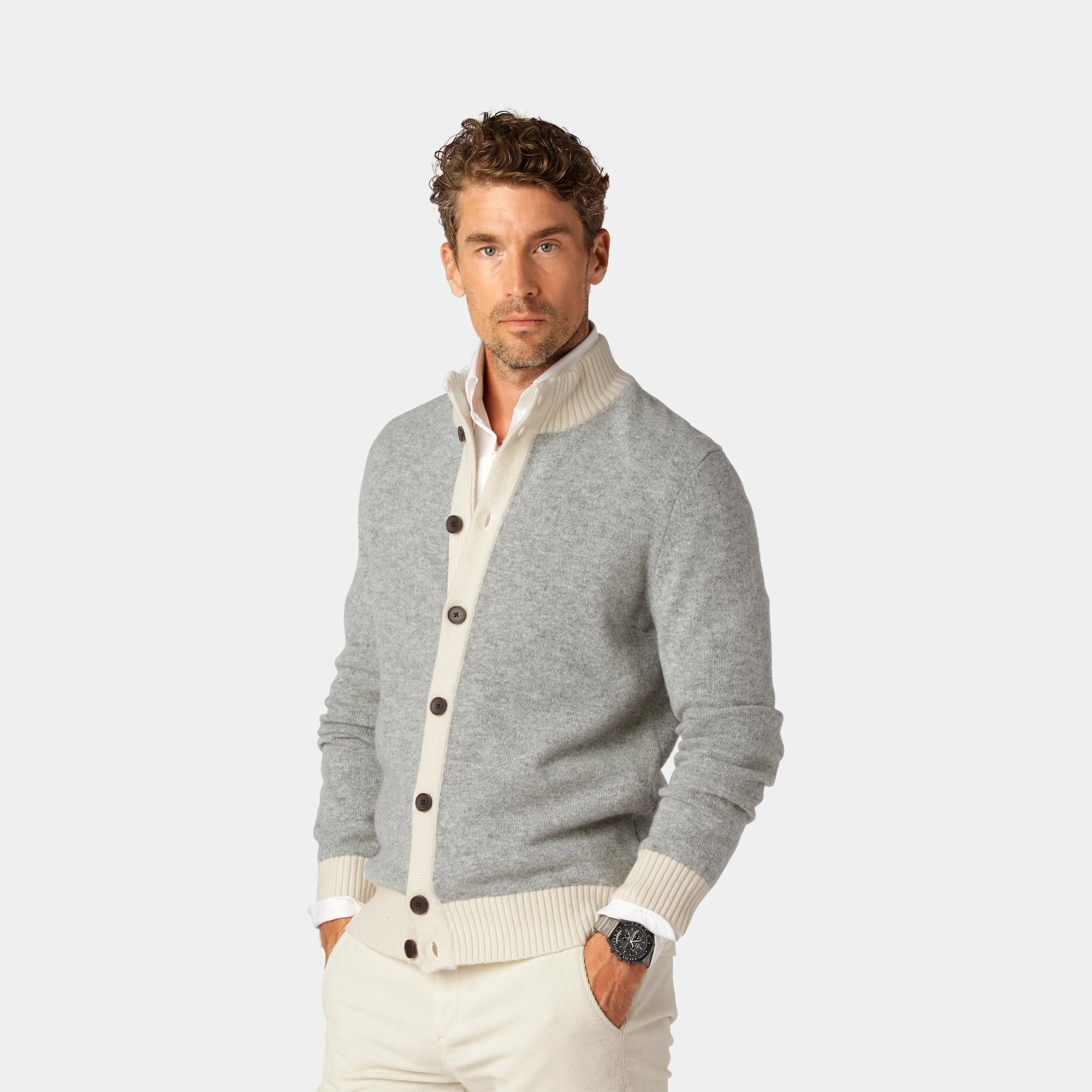 Grå Cardigan Two Color 