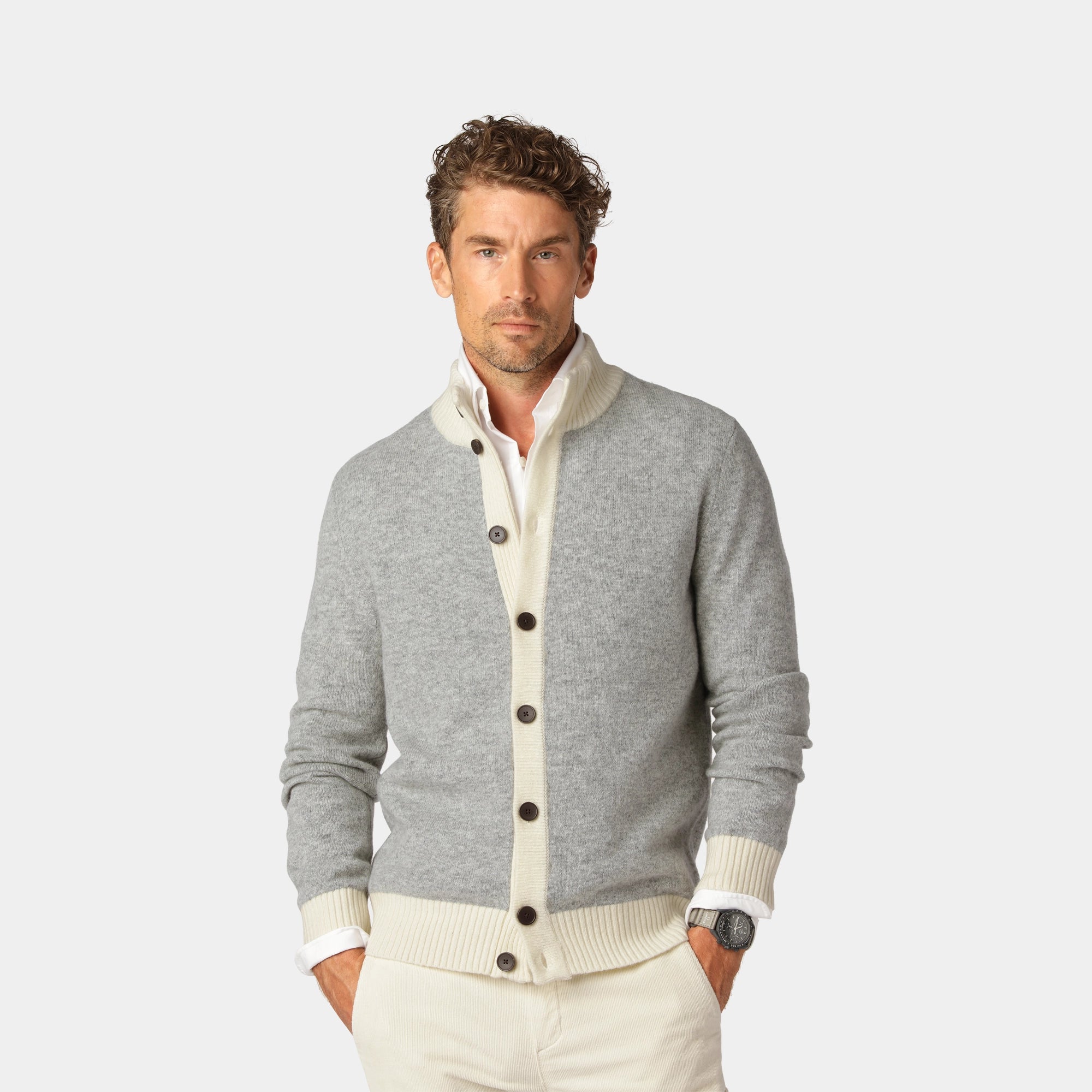 Grå Cardigan Two Color 