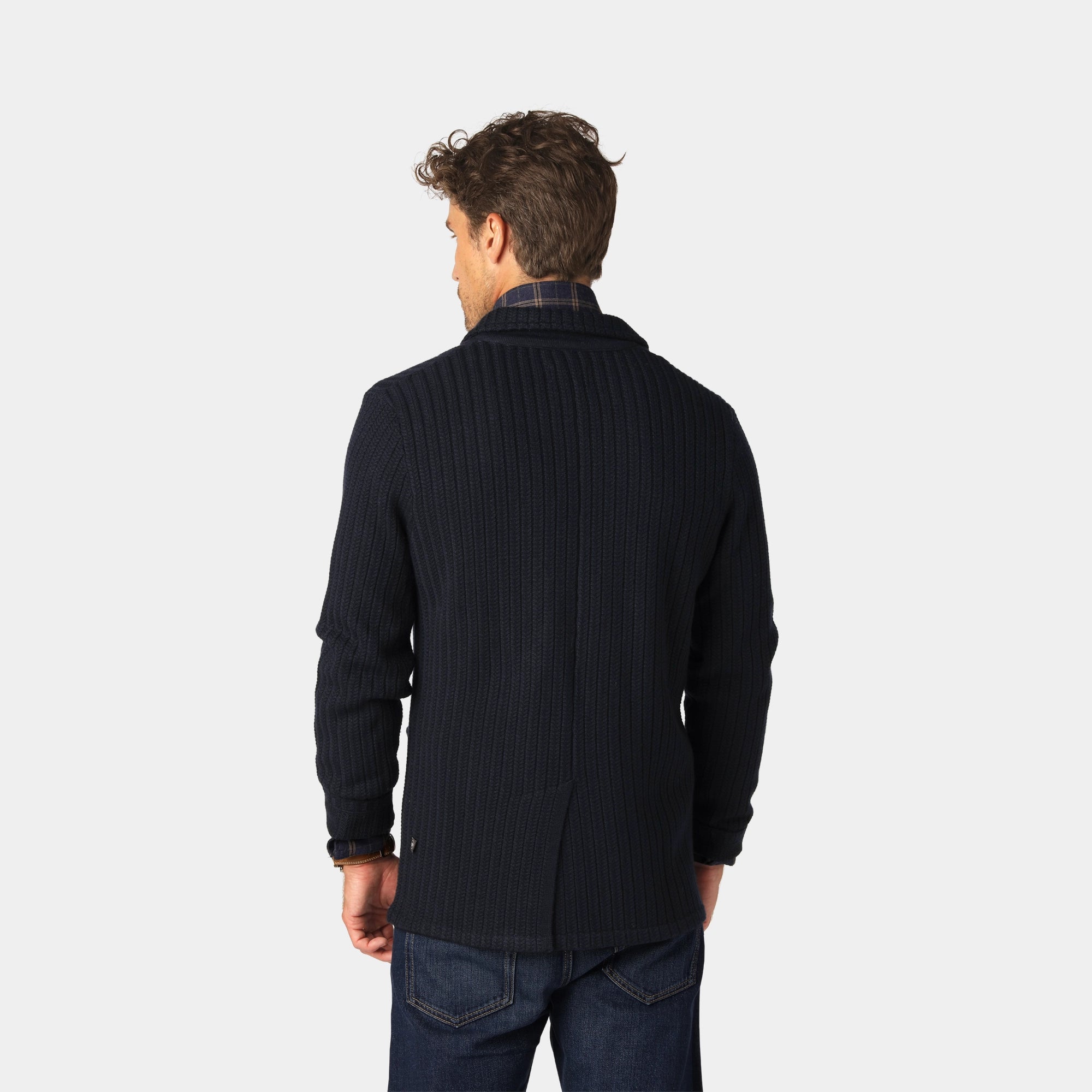 Marinblå Merino Cable Blazer