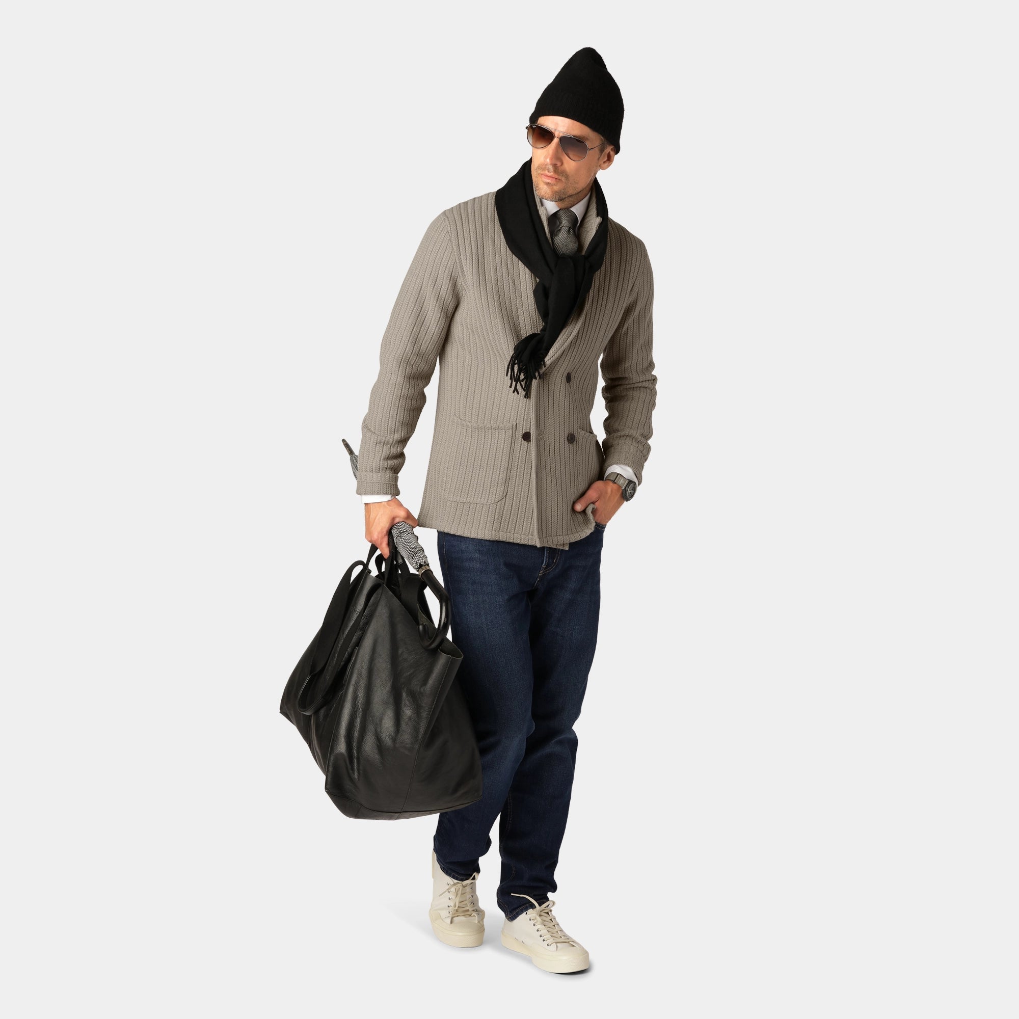 Taupe Merino Cable Blazer