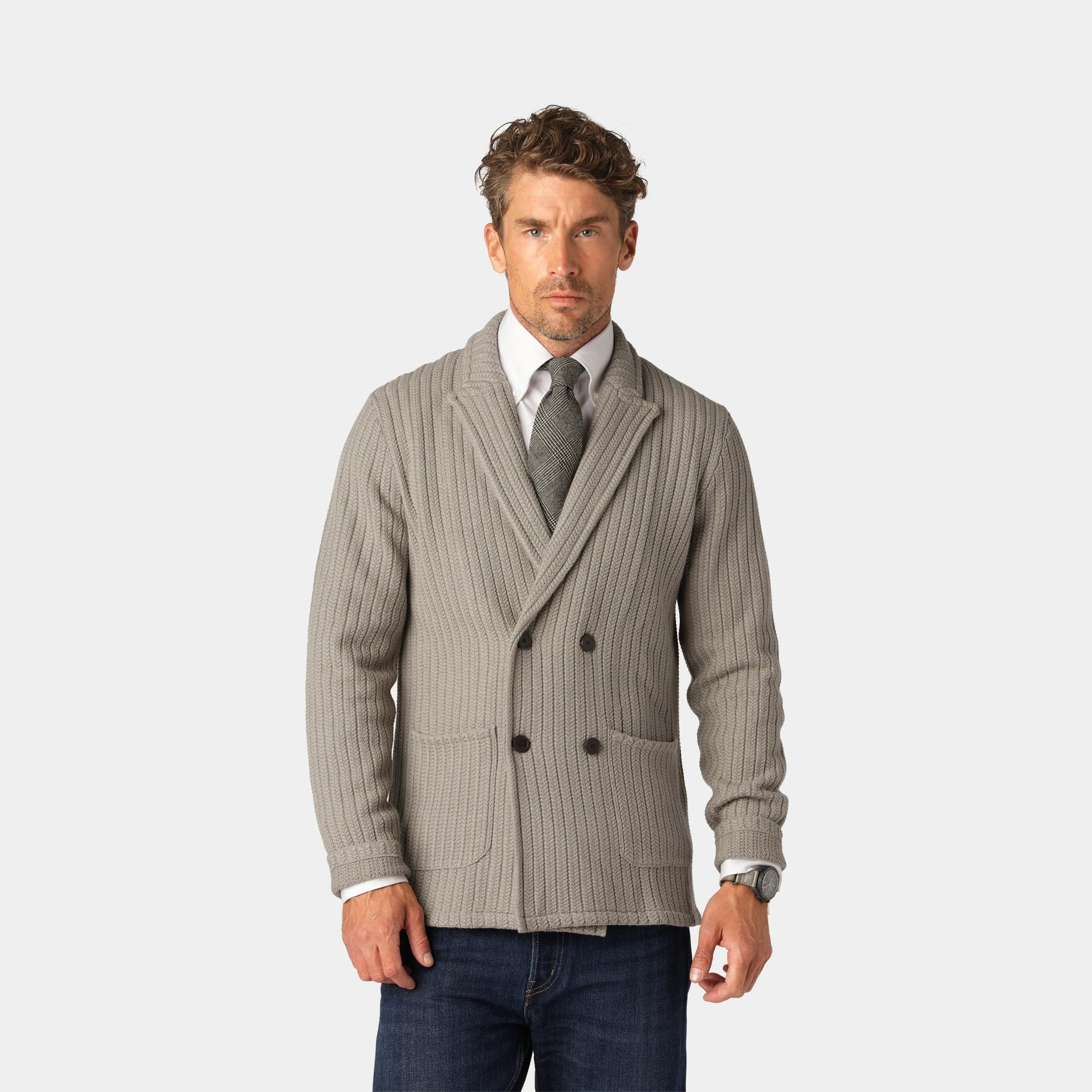 Taupe Merino Cable Blazer