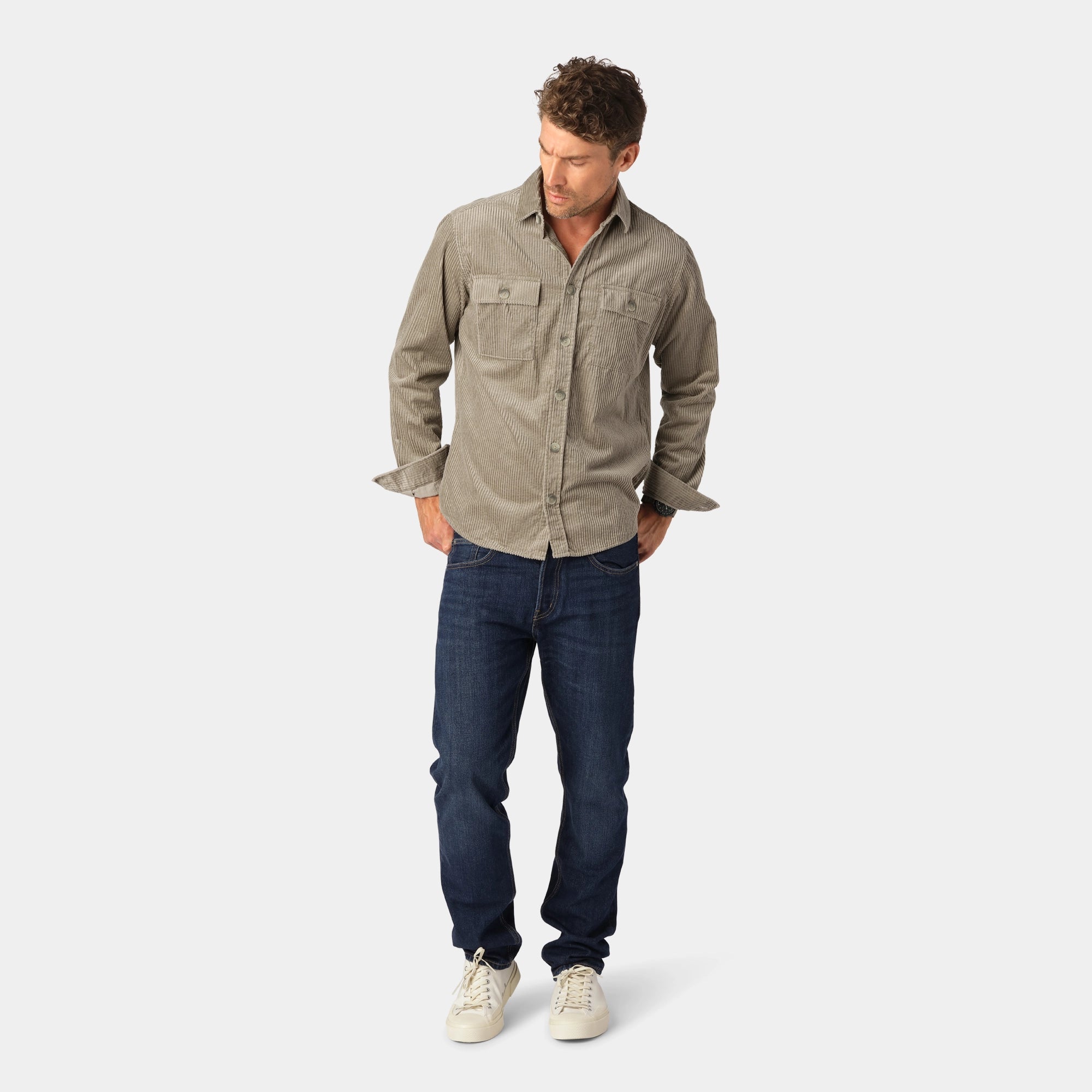 Beige Cord Skjorta