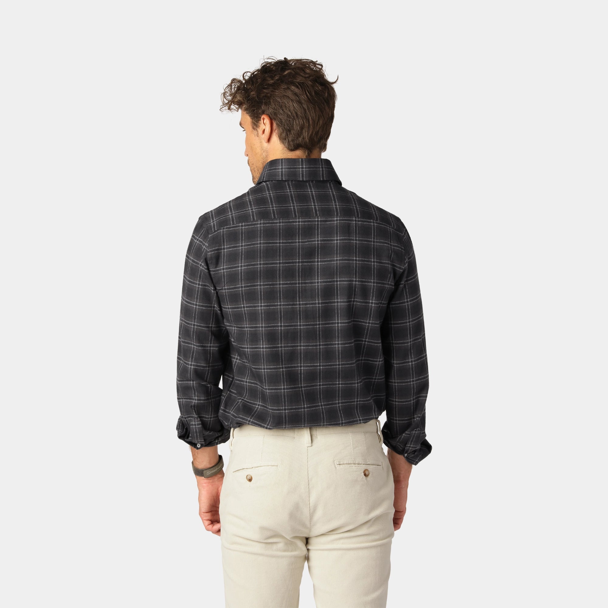 Grå Rutig Twill Flanellskjorta