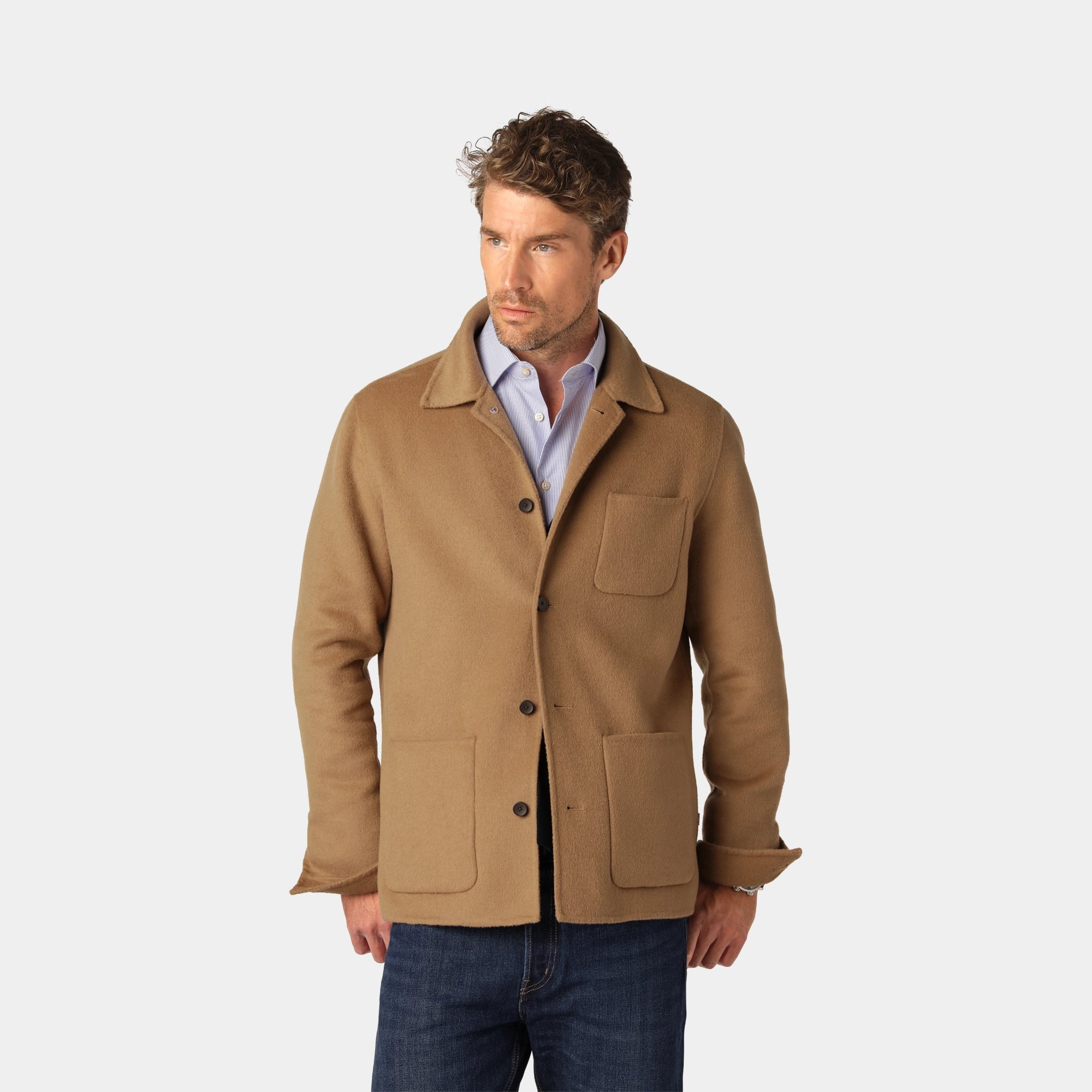 Beige Ull-Overshirt 
