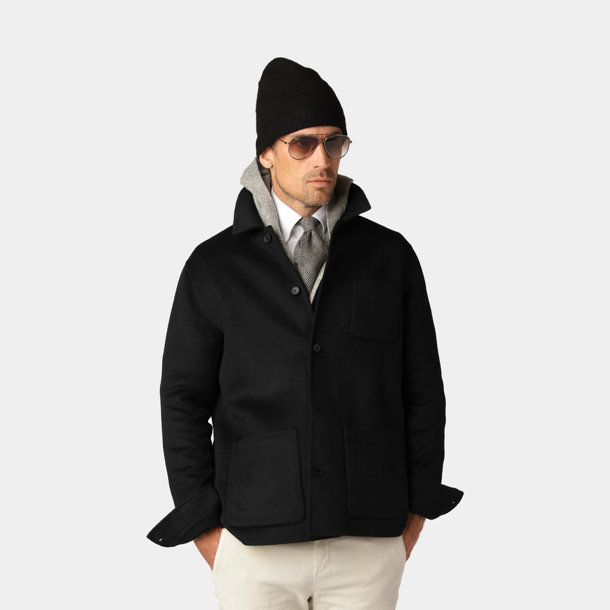 Svart Ull-Overshirt 
