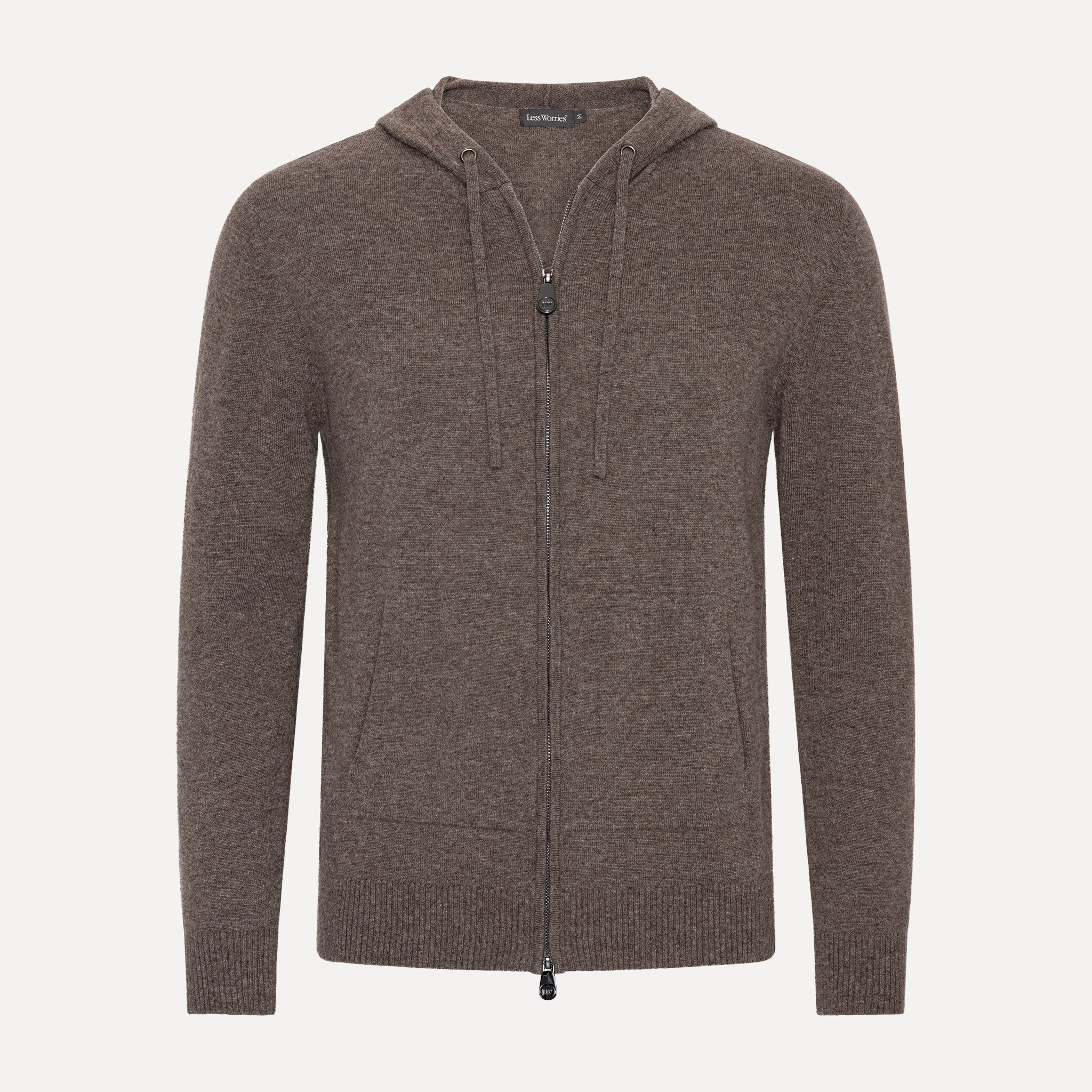 Hoodie i Kashmirblandning, Nougat
