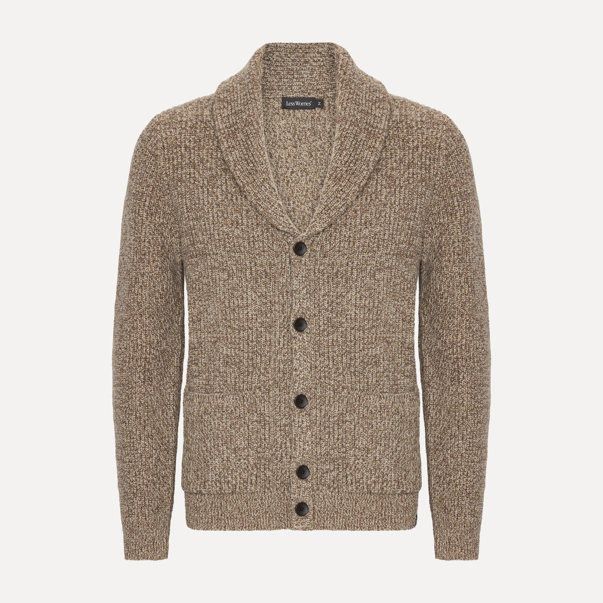 Cardigan med Sjalkrage, Nougatmelerad