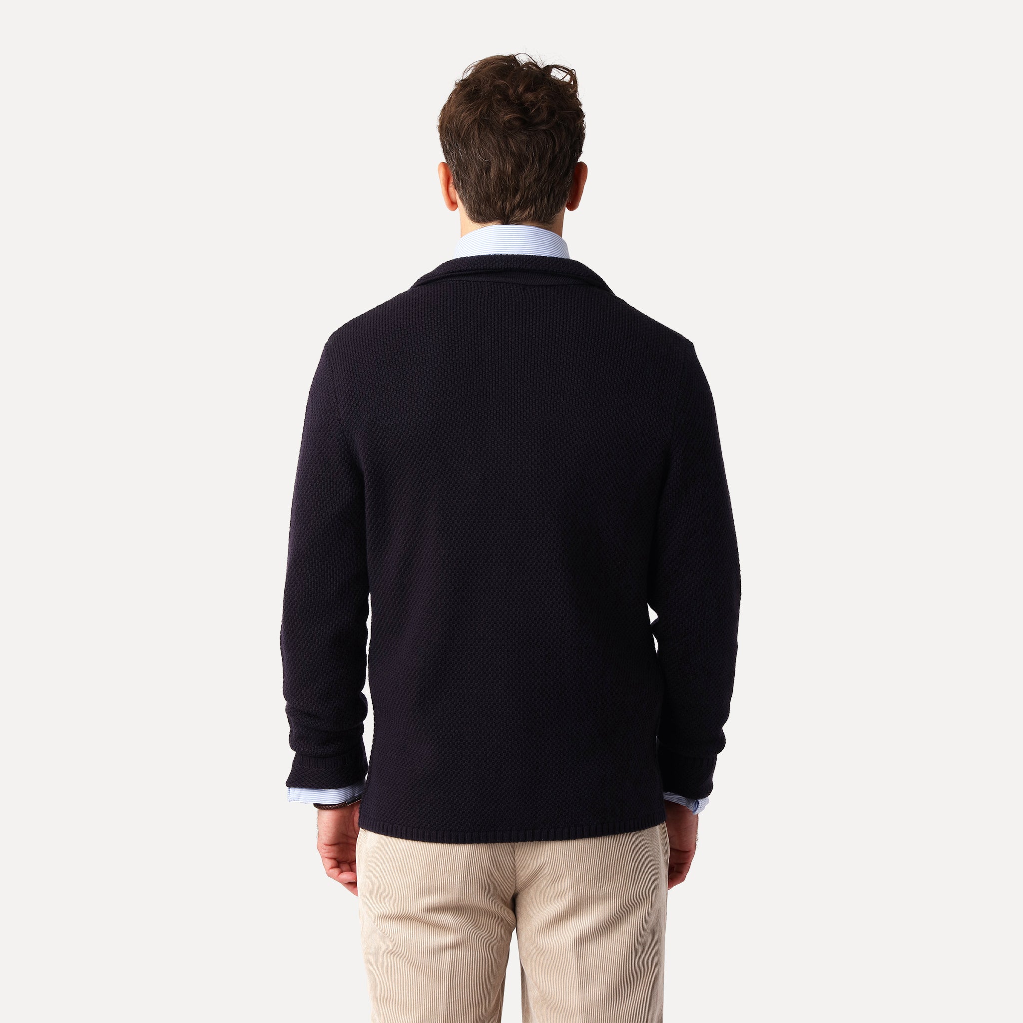 Link Knit Cardigan, Marinblå
