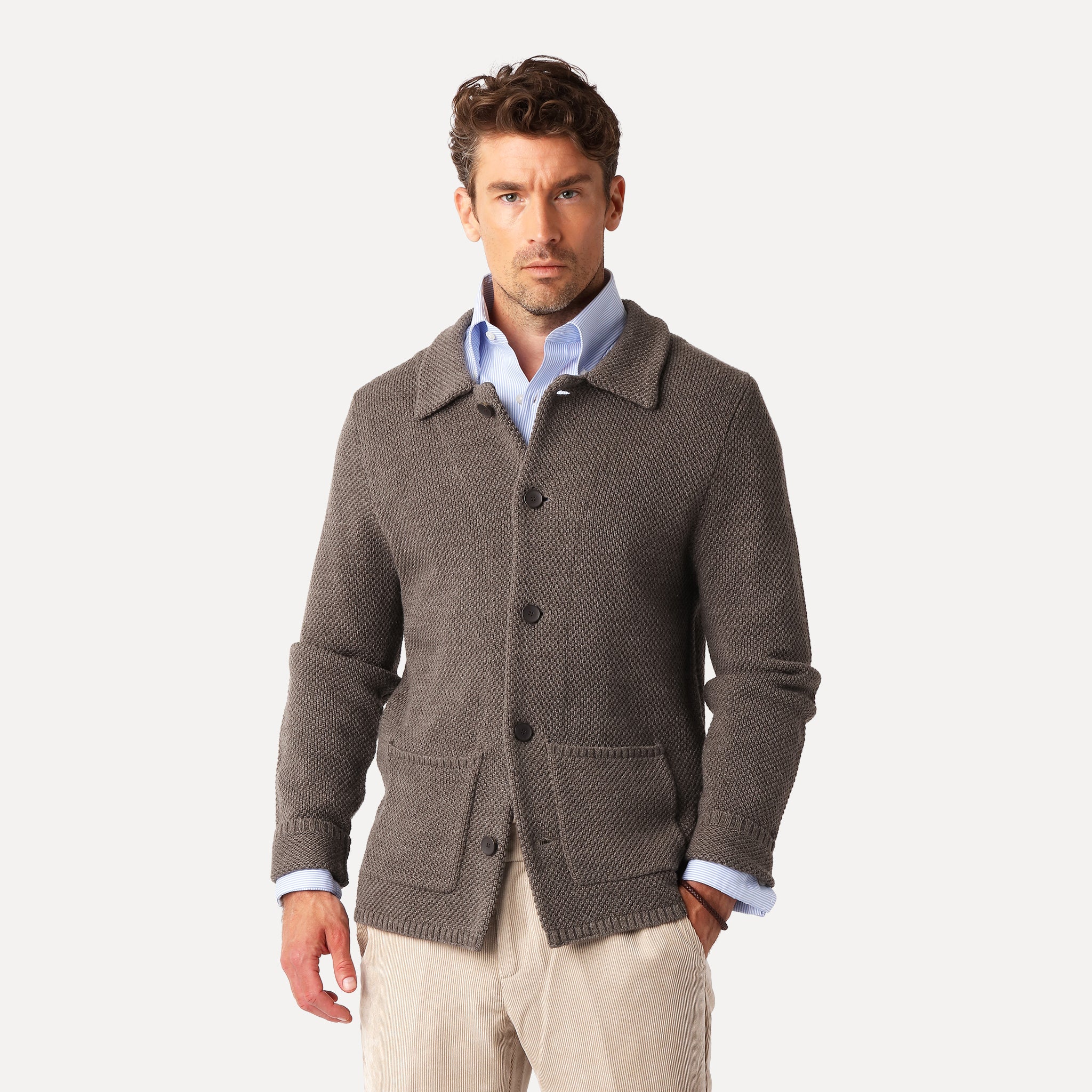 Link Knit Cardigan, Nougat