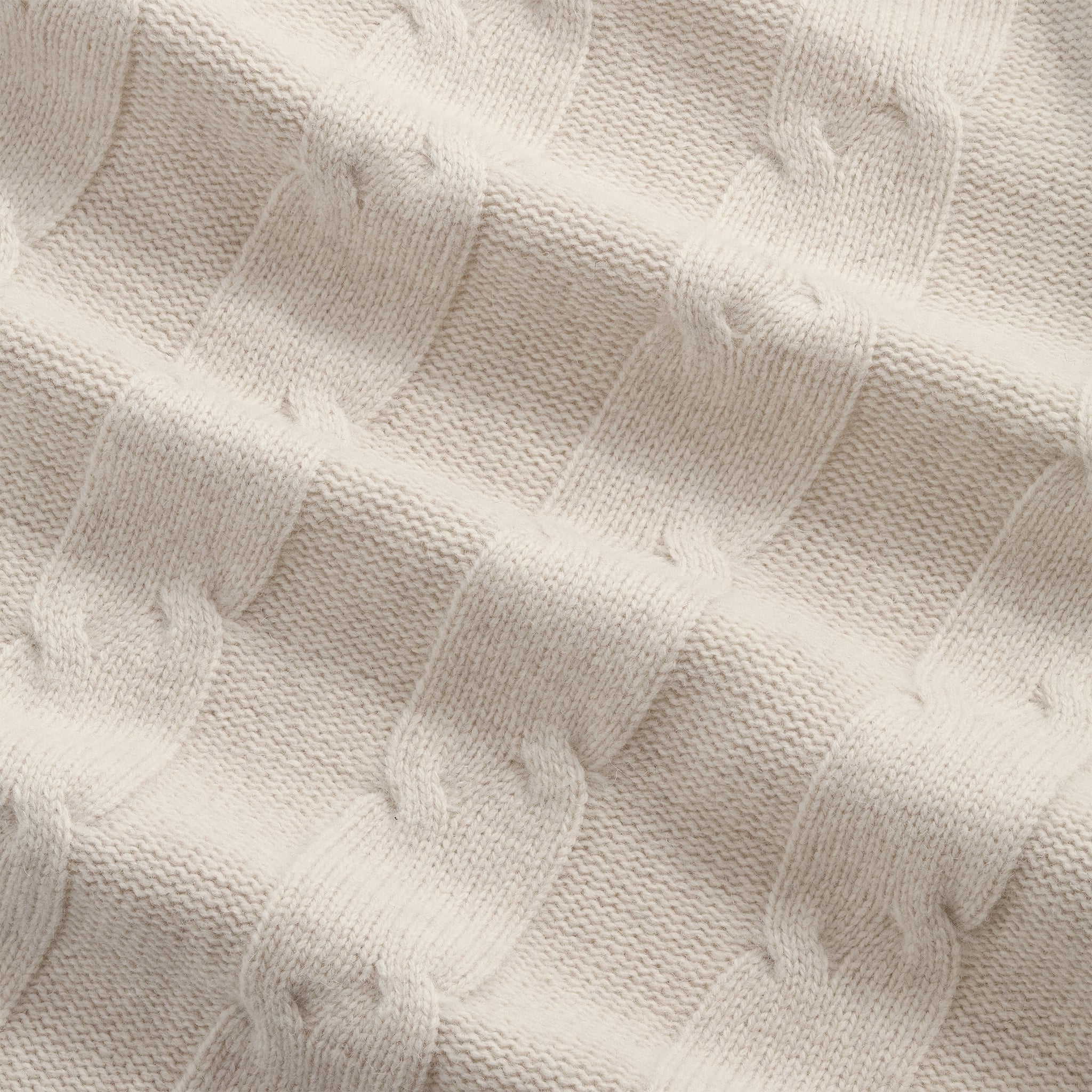 Grovstickad Kabelcardigan, Ljus Sand