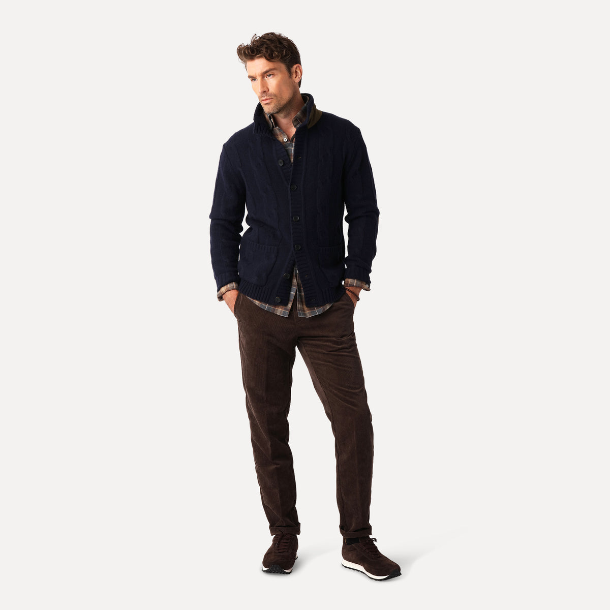 Chunky Cable Cardigan Navy