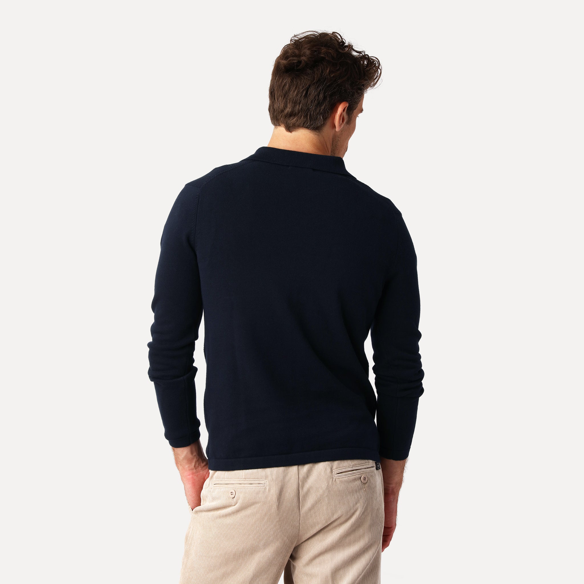 Half Zip i Bomull, Marinblå
