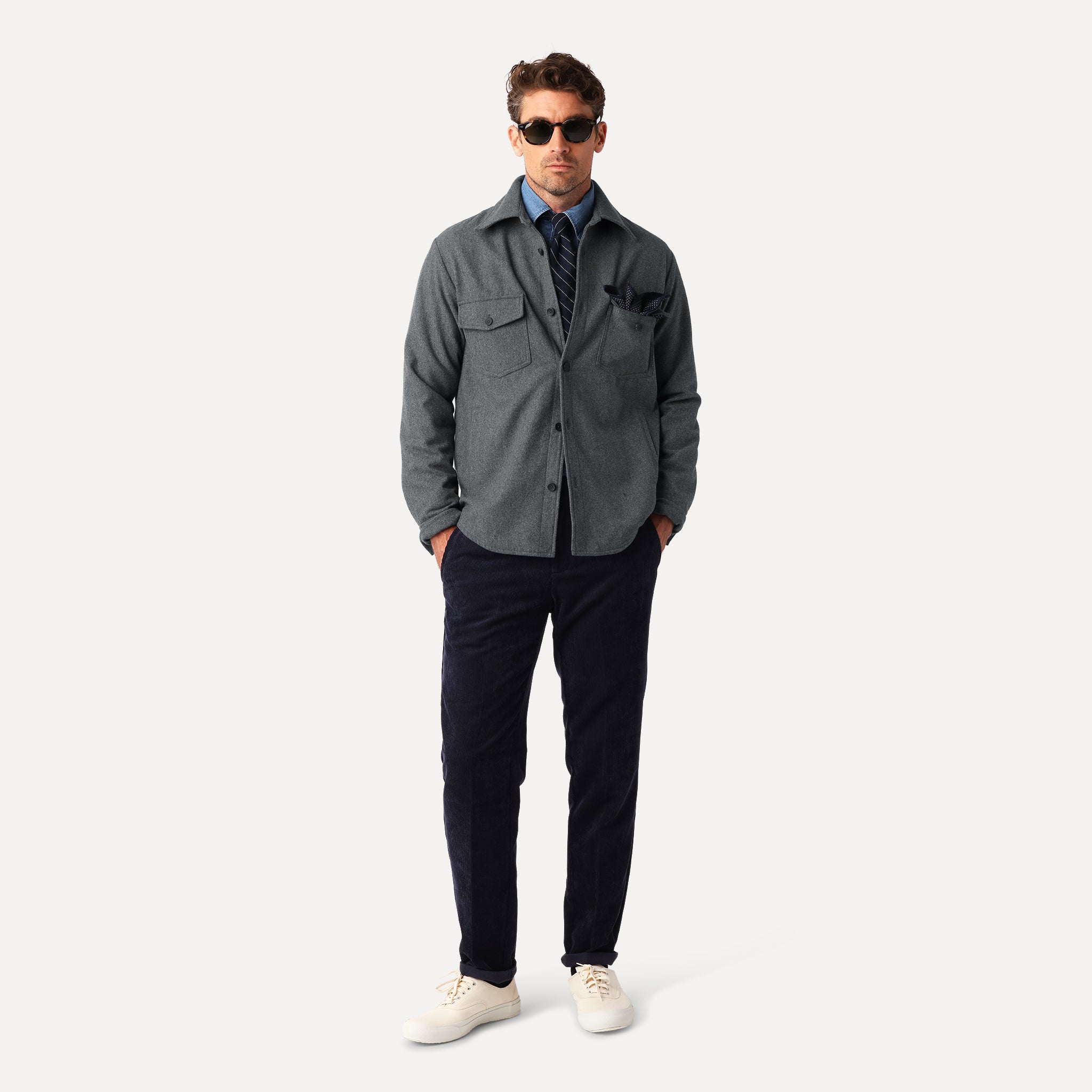 Vävd Overshirt, Antracit