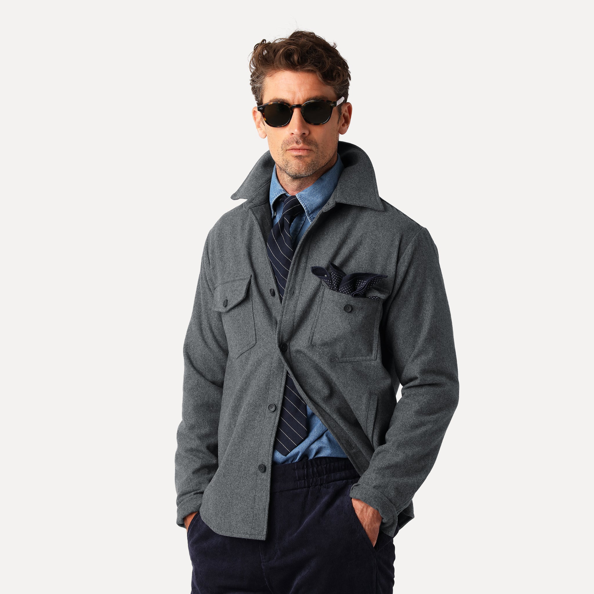 Vävd Overshirt, Antracit