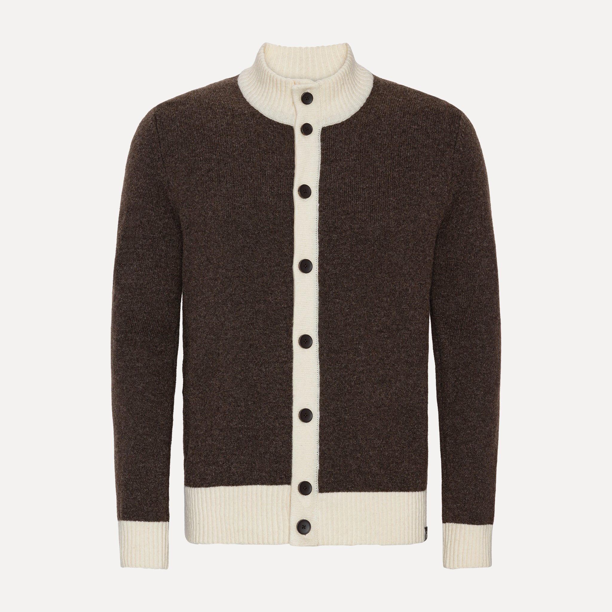 Tvåfärgad Cardigan, Nougat/Off-white