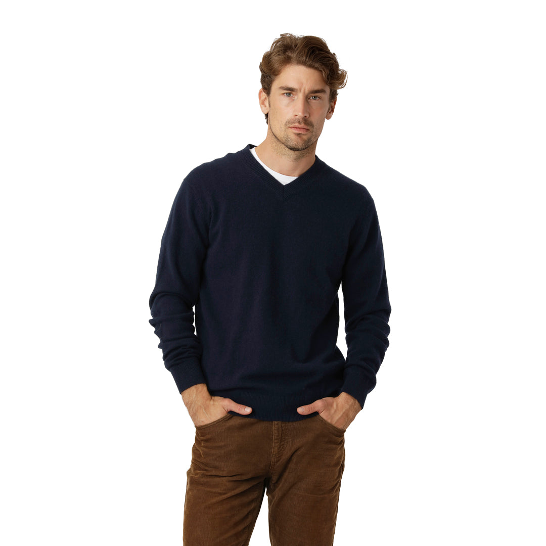 Navy V-neck Cashmere