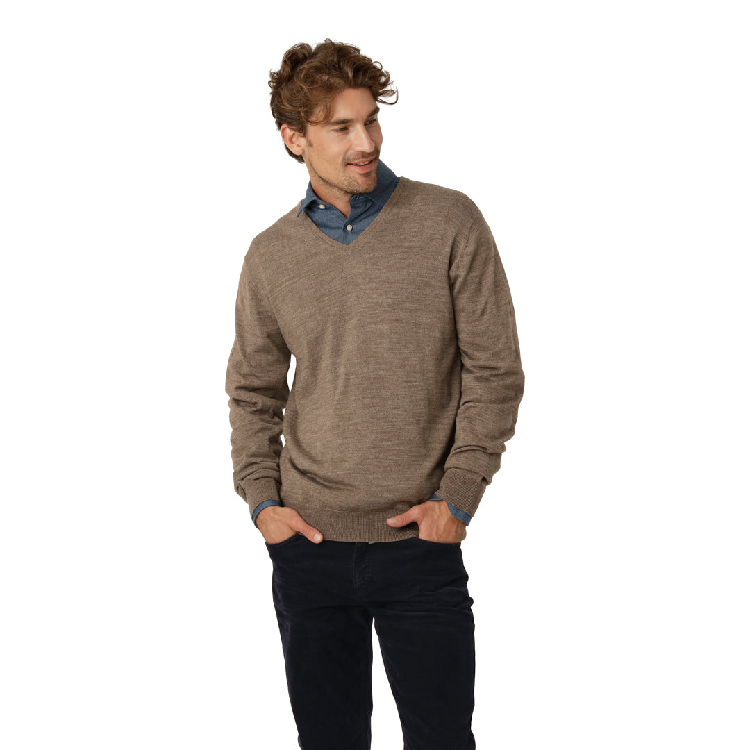 Taupe Sweater V-neck Merino