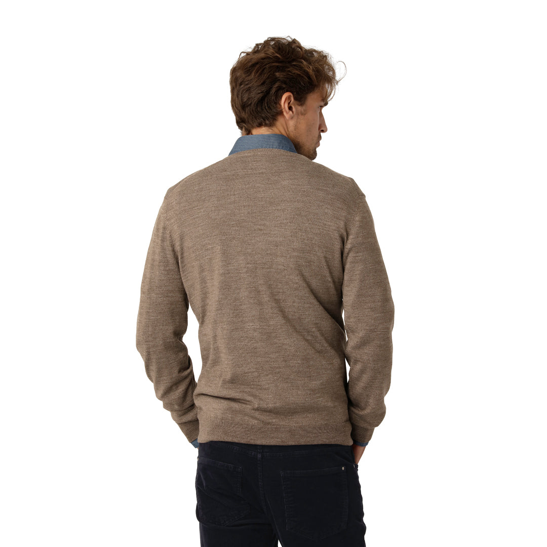 Taupe Sweater V-neck Merino