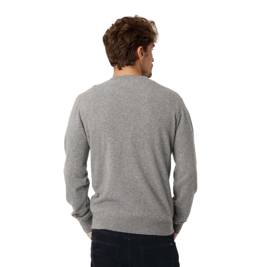 Grey Melange V-neck Cashmere