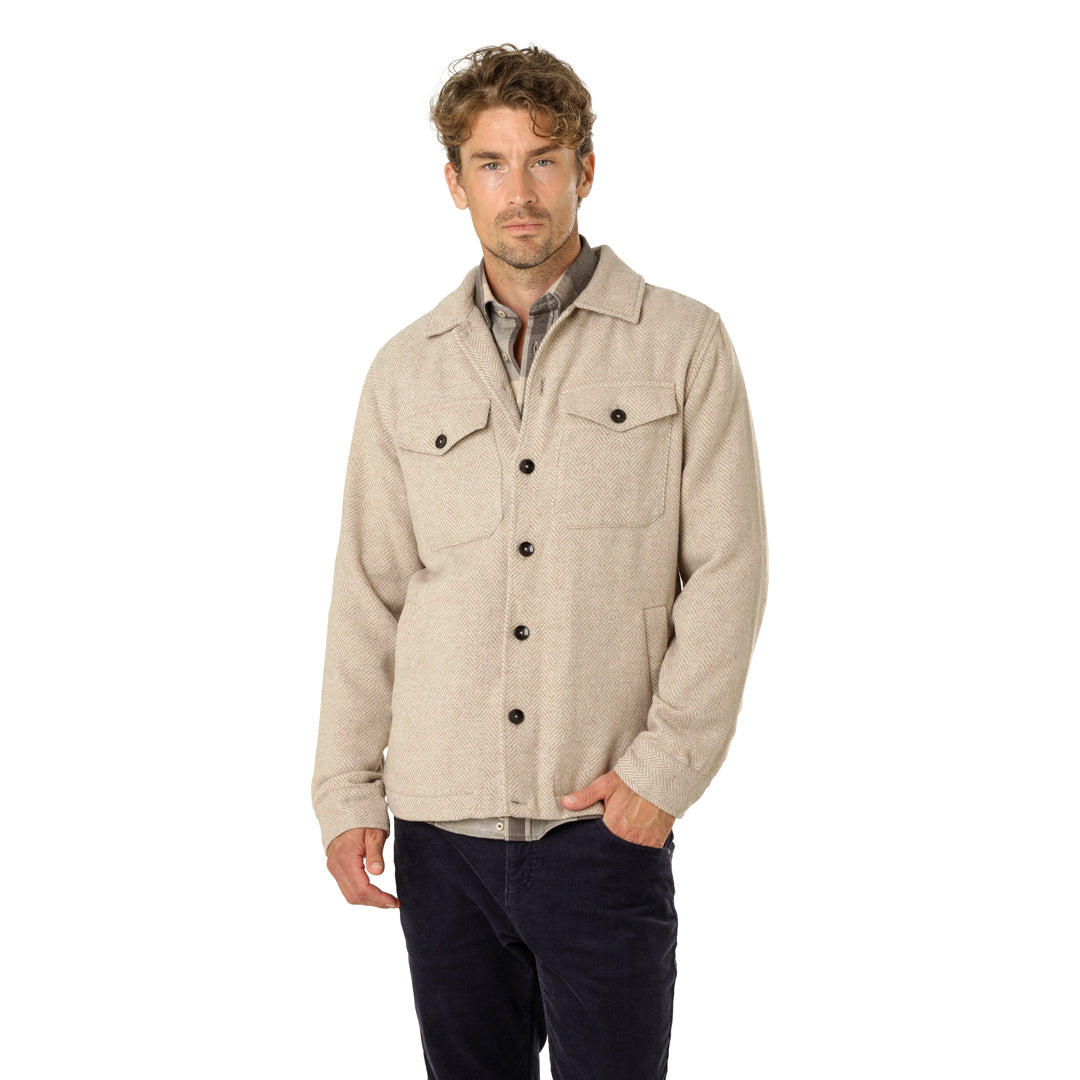 Beige Overshirt Herringbone